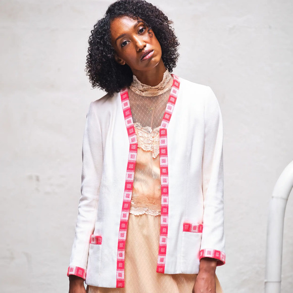 1960s Gregory Pal Couture Wool Cream Blazer w/Silk Lining, Weighted Hem Size 4/6 - Picture 1 of 5